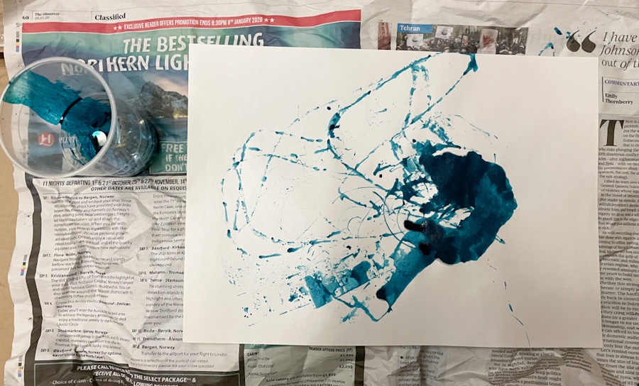 New water themed artwork, made with blue ink