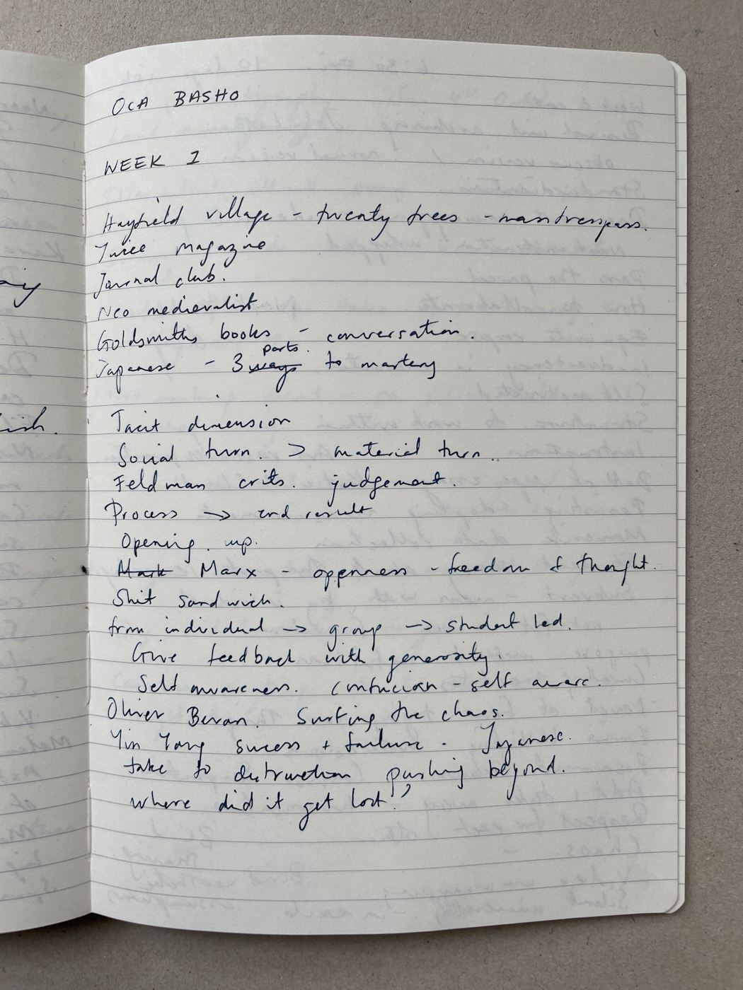 Notes from week 1 OCA basho